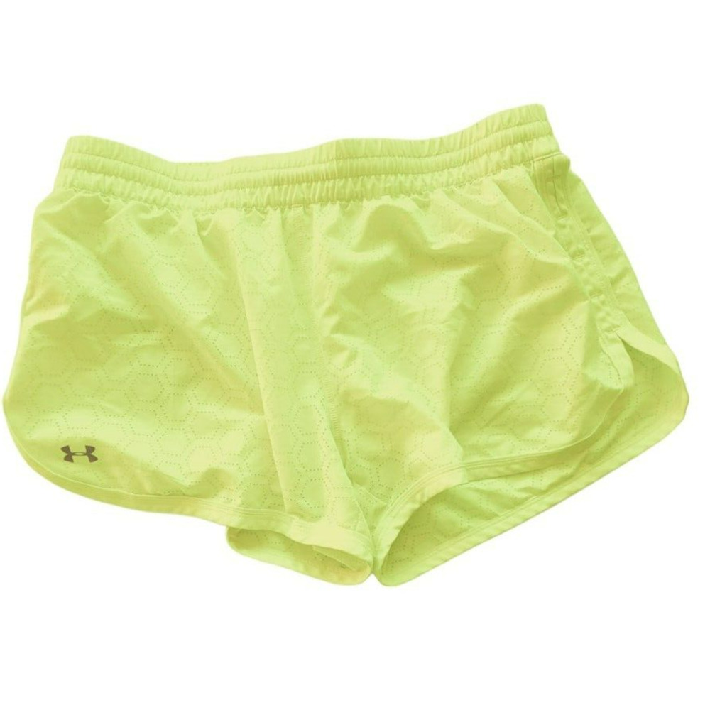 Under Armour HeatGear Neon Yellow Perforated‎ Running Shorts Womens Medium